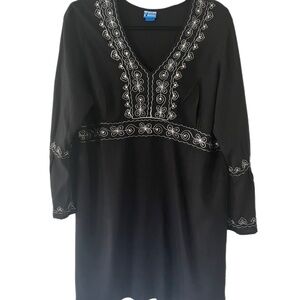 Viscose Boho Embroidered Beach flared sleeves coastal global dress